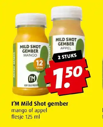 Boni I'M Mild Shot gember mango of appel flesje 125 ml aanbieding