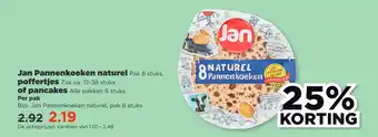 PLUS Jan pannenkoeken naturel poffertjes of pancakes aanbieding