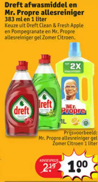 Kruidvat Dreft afwasmiddel en Mr. Propre allesreiniger aanbieding