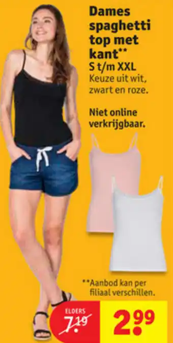 Kruidvat Dames spaghetti top met kant aanbieding