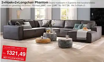 Woonsquare 2+Hoek+2+Longchair Phantom aanbieding