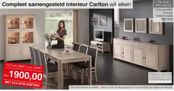 Woonsquare Compleet samengesteld interieur Carlton wit eiken aanbieding