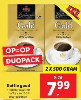 Lidl Koffie goud . fijnste kwaliteit koffie van 100% arabicabonen. aanbieding