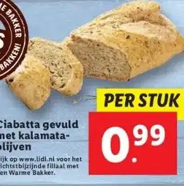 Lidl Ciabatta gevuld met kalamataolijven aanbieding