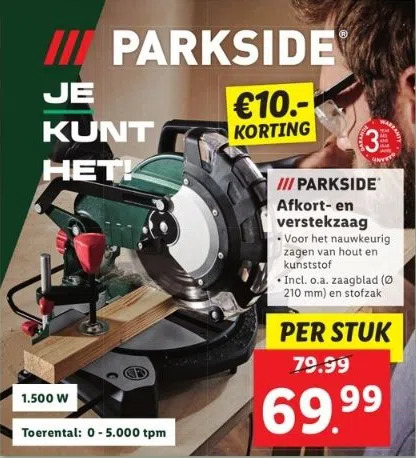 Lidl Parkside afkort- en verstekzaag aanbieding
