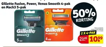 Kruidvat Gillette fusion, power, venus smooth 4-pak en mach3 5-pak aanbieding