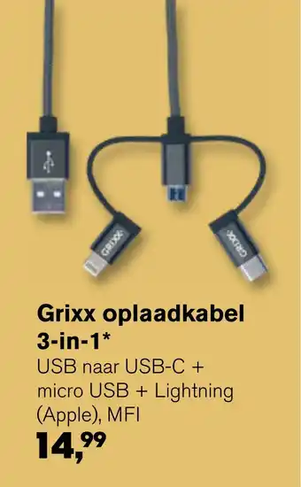 AKO Grixx oplaadkabel 3-in-1* aanbieding