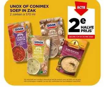 Jumbo UNOX OF CONIMEX SOEP IN ZAK 2 zakken à 570 ml aanbieding