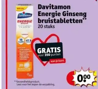 Kruidvat Davifamon energie ginseng bruistabletten** aanbieding