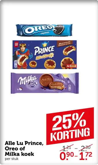 Coop Alle Lu Prince, Oreo of Milka koek aanbieding