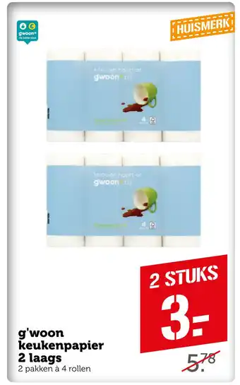 Coop g'woon keukenpapier 2 laags aanbieding