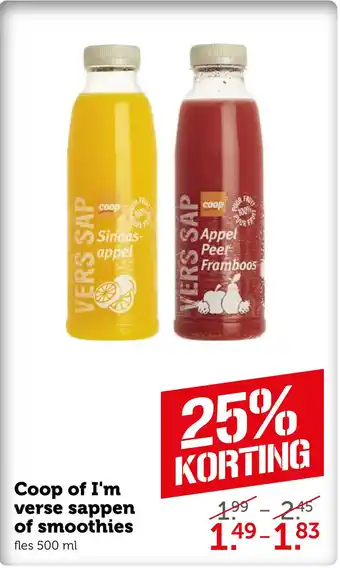 Coop Coop of I'm verse sappen of smoothies aanbieding