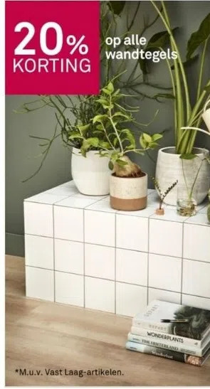 Karwei 20% korting op alle wandtegels aanbieding