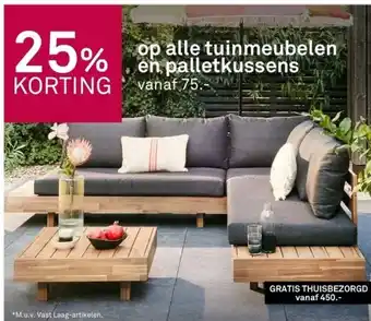 Karwei 25% korting op alle tuinmeubelen en palletkussens aanbieding