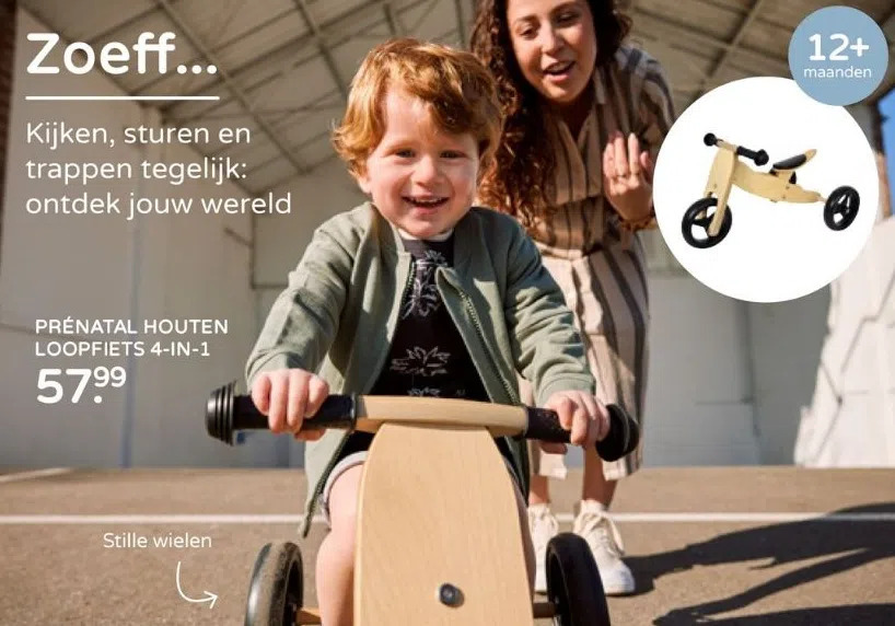 Prenatal Prénatal houten loopfiets 4-in-1 aanbieding