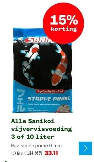 Welkoop Alle sanikoi vijvervisvoeding aanbieding