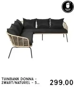 Xenos Tuinbank donna - zwart/naturel - 5 persoons aanbieding