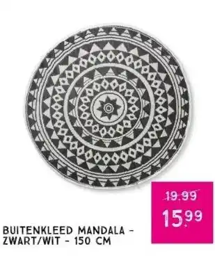 Xenos Buitenkleed mandala - zwart/wit - 150 cm aanbieding