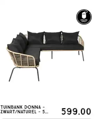 Xenos TUINBANK DONNA - ZWART/NATUREL - 5... aanbieding