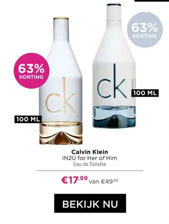 ICI Paris XL Calvin Klein IN2U for Her of Him Eau de Toilette aanbieding