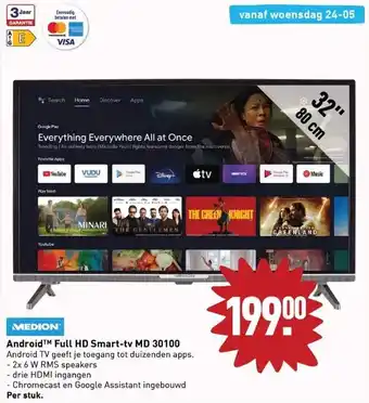 ALDI Androidtm full hd smart-tv md 30100 aanbieding