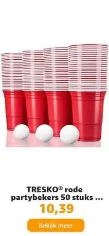 Amazon Tresko® rode partybekers 50 stuks | beer pong party cups | 473 ml (16 oz) | bierpong bekers extra sterk | plastic bekers kuns aanbieding