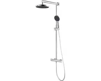 Hornbach Avital regendoucheset treska ø23 cm incl. thermostaatkraan chroom/zwart aanbieding