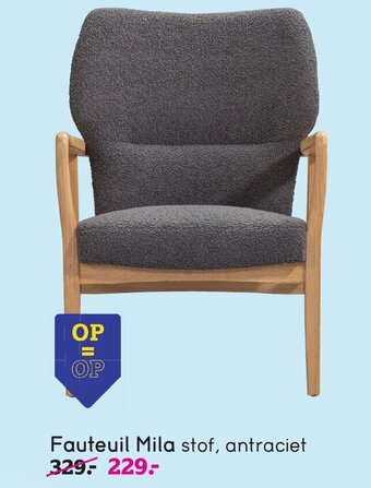 Leen Bakker Fauteuil Mila stof, antraciet aanbieding