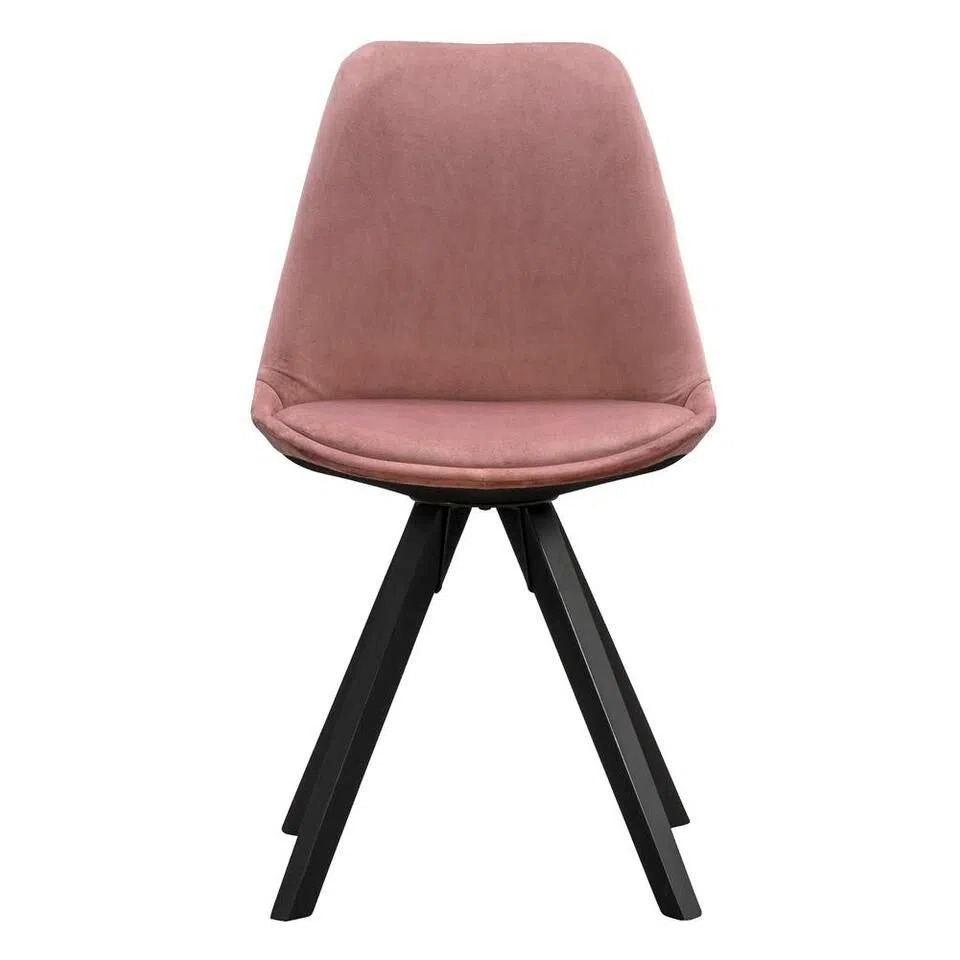 Leen Bakker Eetkamerstoel senja - velvet - roze - zwart hout aanbieding