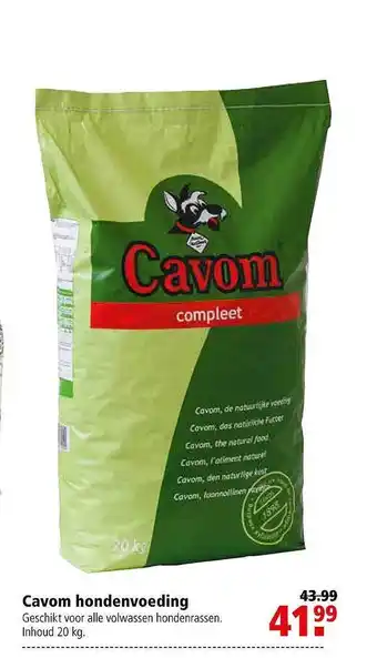 Welkoop Cavom Hondenvoeding 20 kg aanbieding