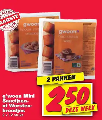 Nettorama g'woon Mini Saucijzen- of Worsten- broodjes aanbieding