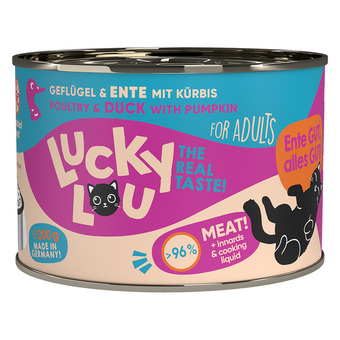 Zooplus 6x200g lucky lou lifestage adult gevogelte & eend nat kattenvoer aanbieding