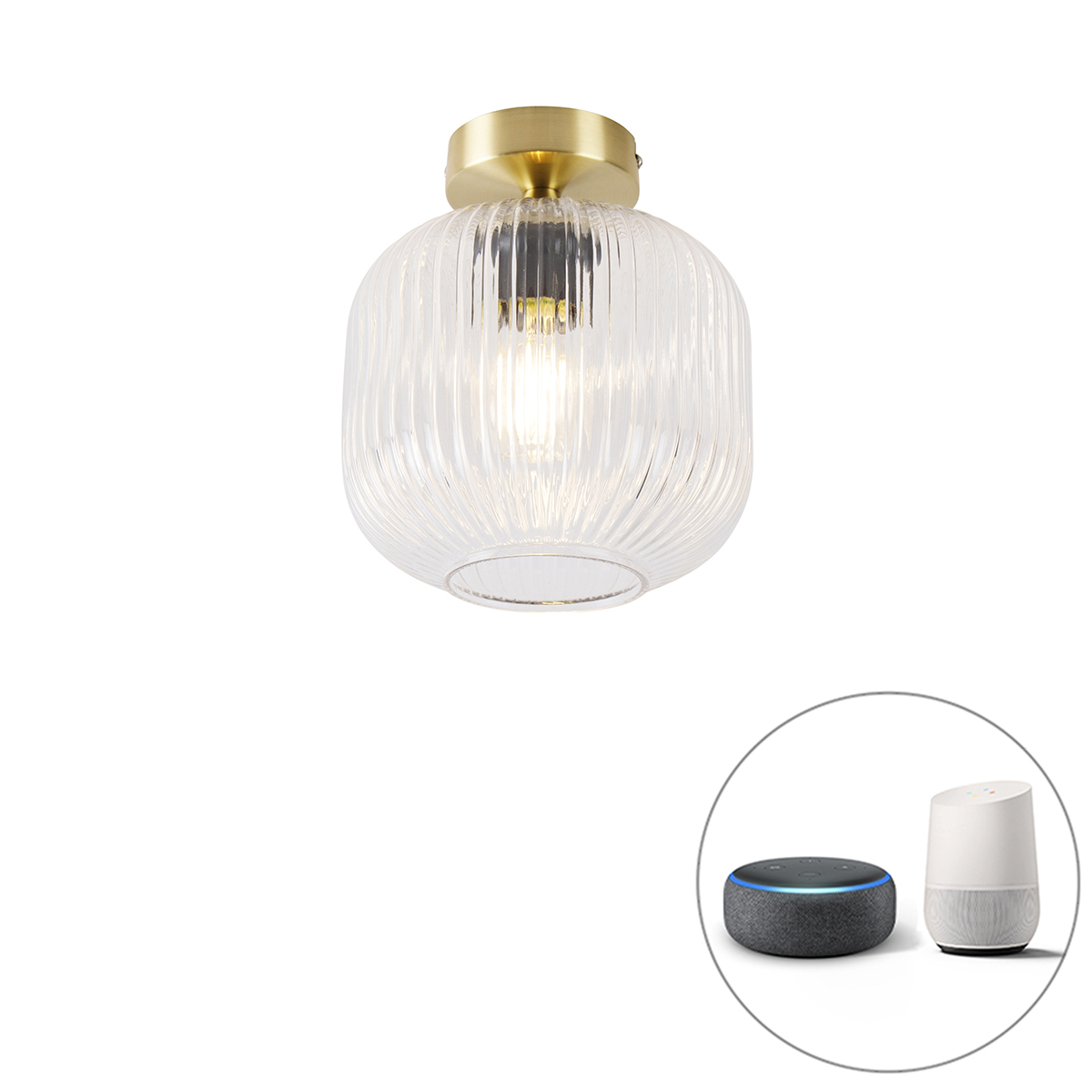 Lampenlicht.nl Smart plafondlamp messing incl. wifi a60 - karel aanbieding
