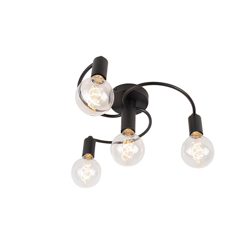 Lampenlicht.nl Smart plafondlamp zwart incl. 4 wifi g95 - facil aanbieding