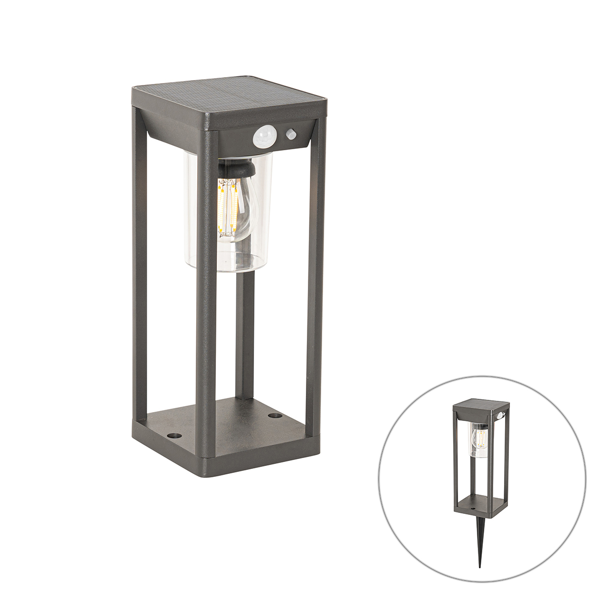 Lampenlicht.nl Buiten paaltje donkergrijs 25 cm incl. led en solar - sonne aanbieding