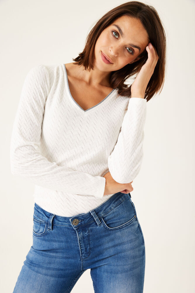 Jeans Centre Garcia longsleeve gebroken wit aanbieding