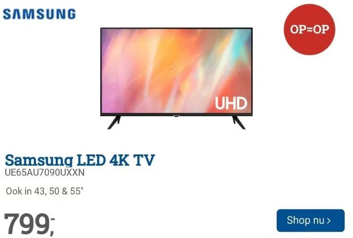 BCC Samsung led 4k tv aanbieding