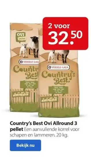 Boerenbond Country's best ovi allround 3 pellet een aanvullende korrel voor schapen en lammeren. 20 kg. aanbieding