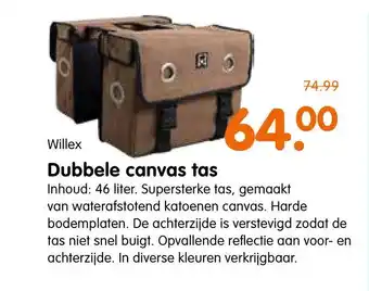 Plentyparts Willex dubbele canvas tas aanbieding