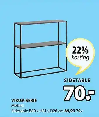 Jysk Virum Serie : Sidetable B80 X H81 X D26 cm aanbieding