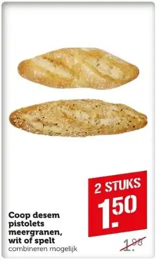 Coop Coop desem pistolets meergranen, wit of spelt aanbieding