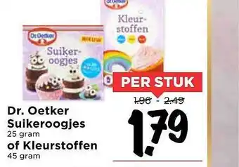 Vomar Voordeelmarkt Dr. Oetker Suikeroogjes Of Kleurstoffen aanbieding