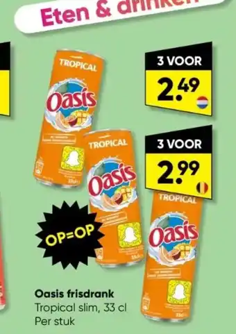 Big Bazar Oasis frisdrank Tropical slim, 33 cl Per stuk aanbieding