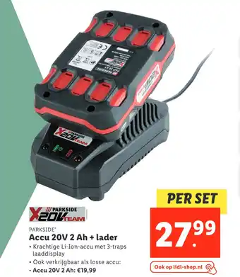 Lidl Parkside Accu 20V 2 Ah + Lader aanbieding