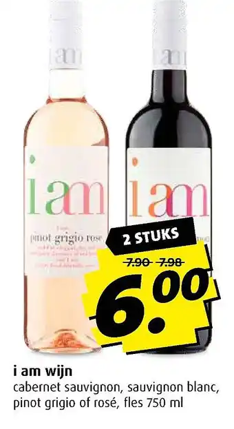 Boni i am wijn cabernet sauvignon, sauvignon blanc, pinot grigio of rosé, fles 750 ml aanbieding
