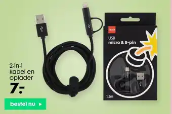 HEMA 2-in-1 kabel en oplader aanbieding