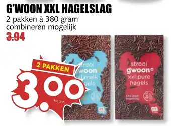 MCD Supermarkt G'woon Hagelslag 2*380g aanbieding