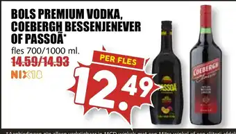 MCD Supermarkt Bols Premium vodka, Coebergh Bessenjenever of Passoa 700ml/1L aanbieding