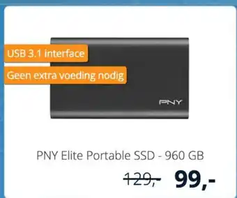 Paradigit PNY Elite Portable SSD 960GB aanbieding