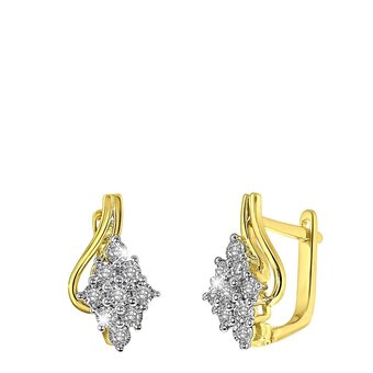 Bol.com Lucardi dames oorbellen entourage met diamant 0,16 - oorbellen - cadeau - 14 karaat goud - geelgoud aanbieding